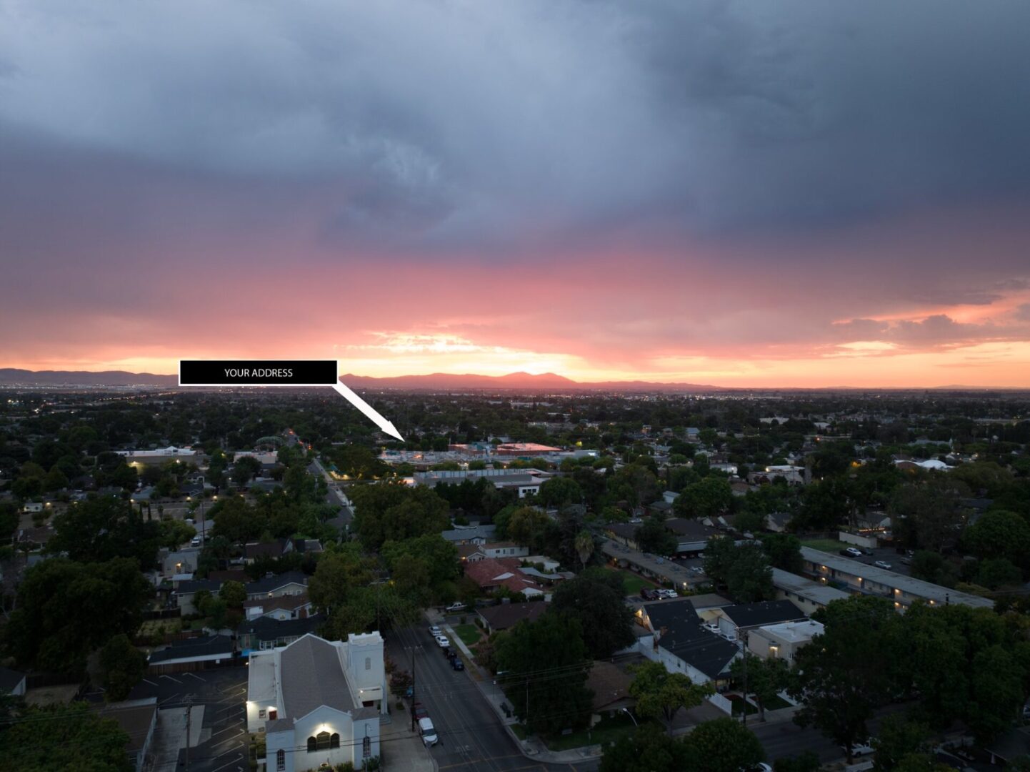 A view of the sky from above at sunset.