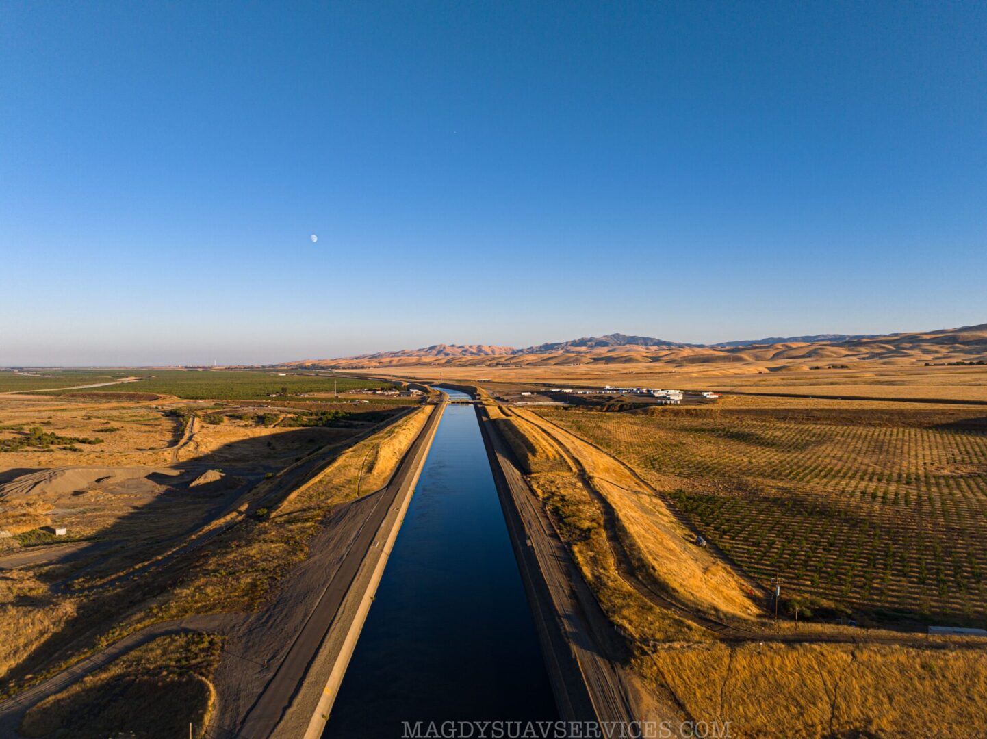 A long narrow canal in the middle of nowhere.